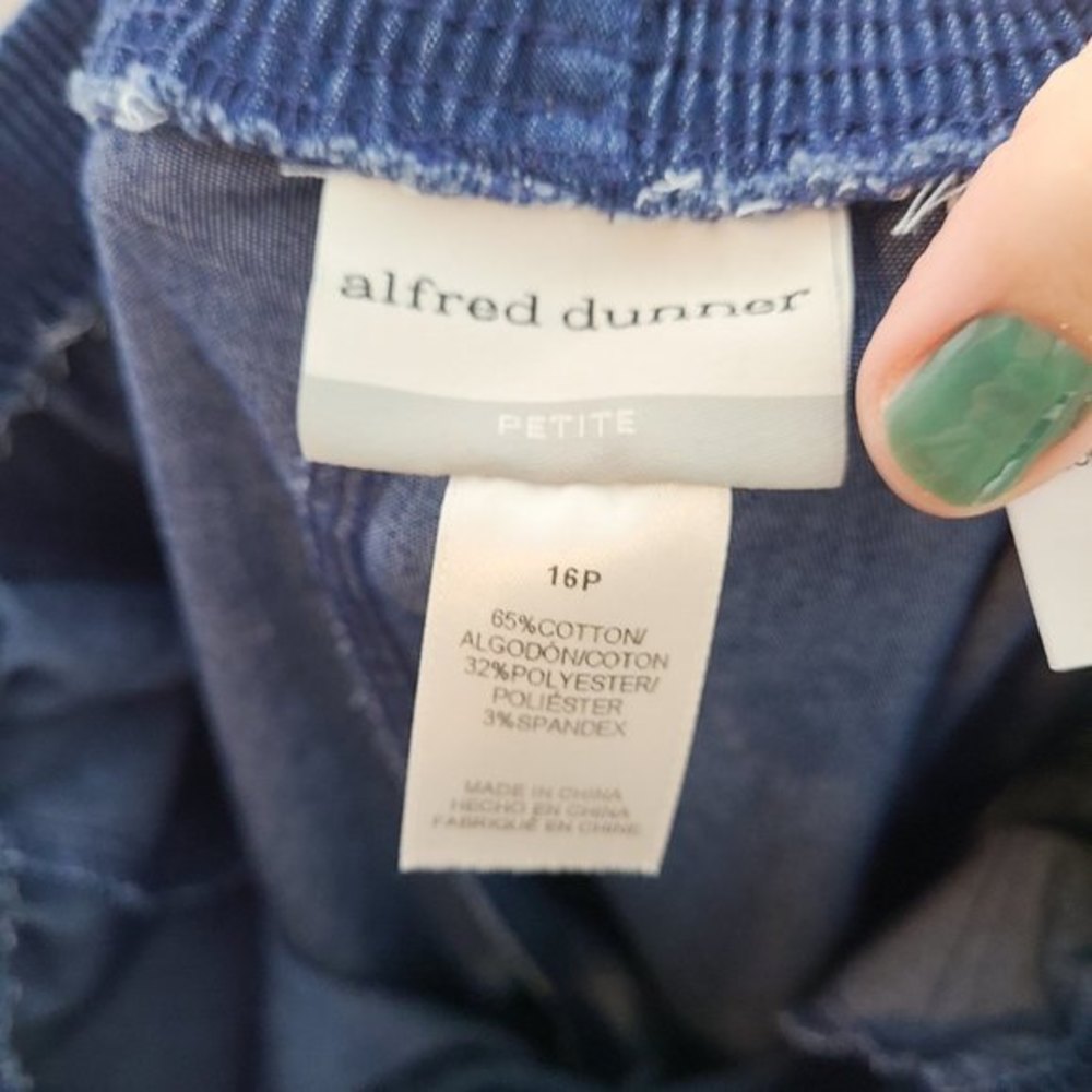 ALFRED DUNNER Grandma Pull on Wide Leg Pants 16P 16 Petite Blue TikTok - Picture 5 of 6